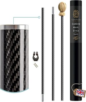 48” CARBON FIBER MAHL STICK- 3x lighter than most aluminium and wood mahl sticks. 7 year manufacturers warranty included. (3 piece LONG- 48in)